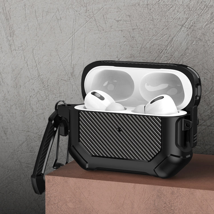 Coque de protection pour écouteurs AirPods Pro en TPU et PC avec verrouillage et mousqueton