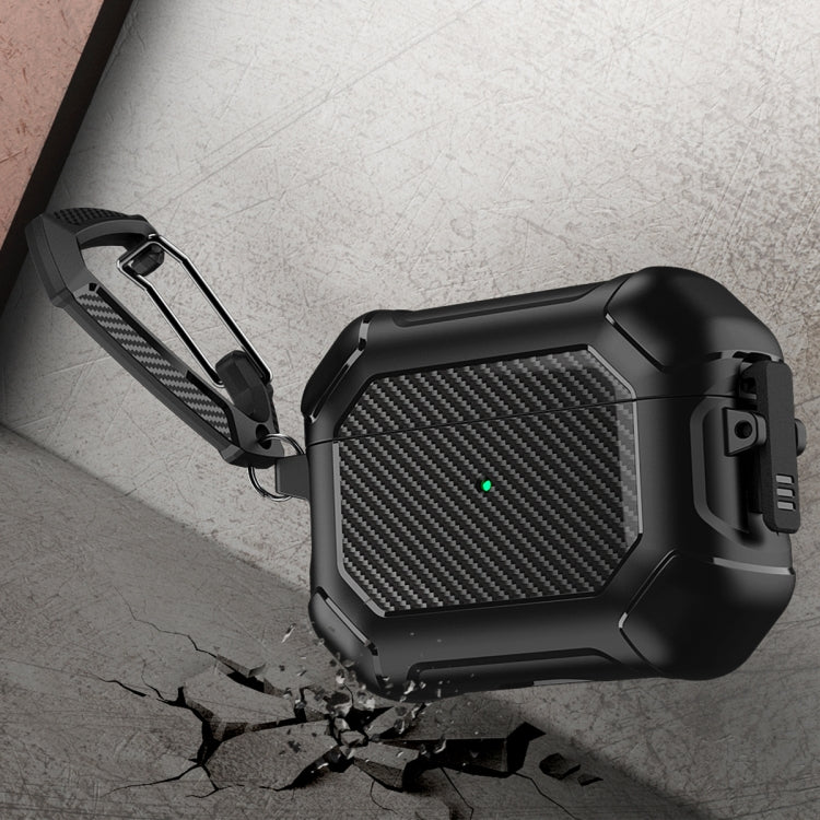 Coque de protection pour écouteurs AirPods Pro en TPU et PC avec verrouillage et mousqueton