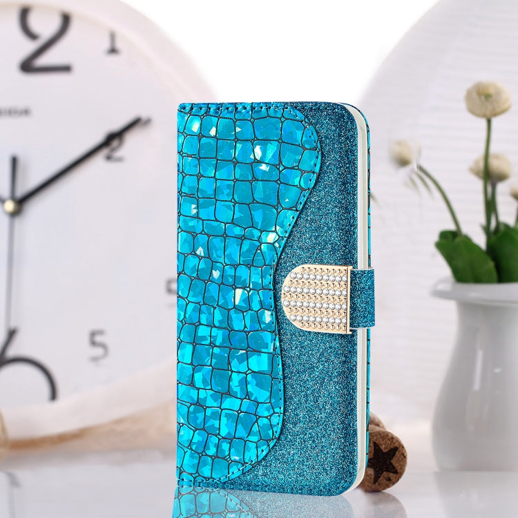 Laser Glitter Powder Matching Crocodile Texture Leather Phone Case