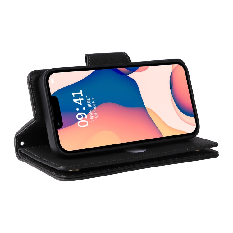 Rivet Buckle 9 Cards Three Fold Leather Phone Case