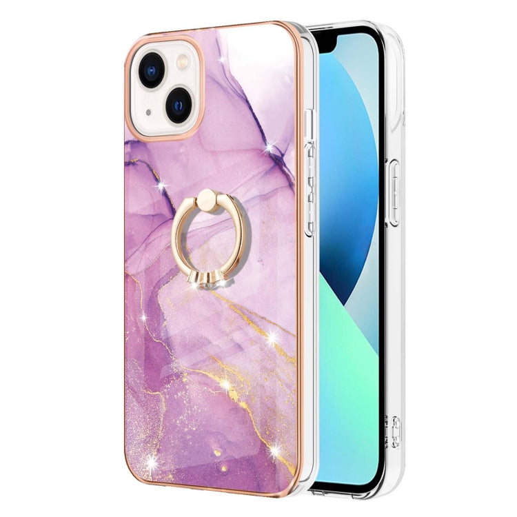 Electroplating Marble Pattern IMD TPU Shockproof Case with Ring Holder, For iPhone 14, For iPhone 14 Plus, For iPhone 14 Pro, For iPhone 14 Pro Max