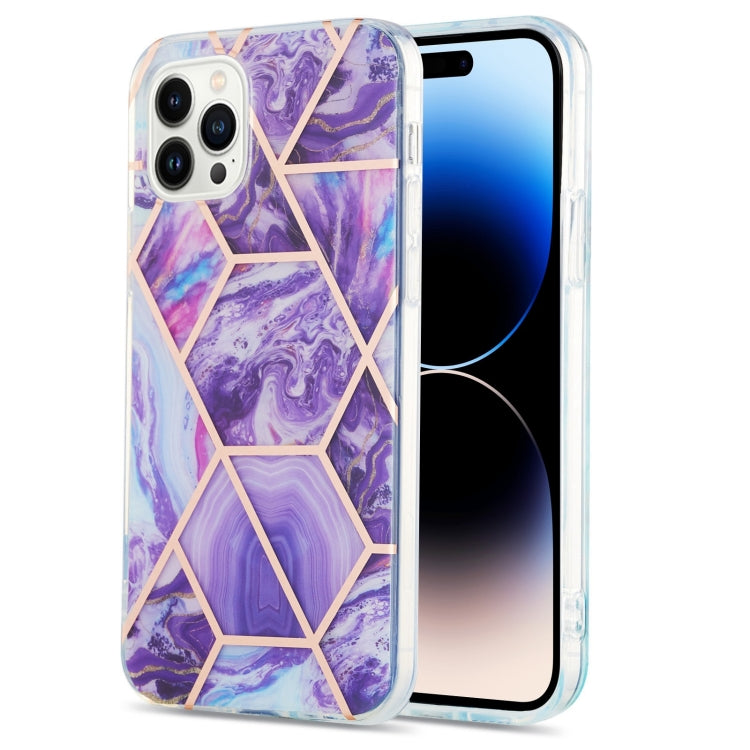 Electroplating Splicing Marble Flower Pattern Dual-side IMD TPU Shockproof Phone Case