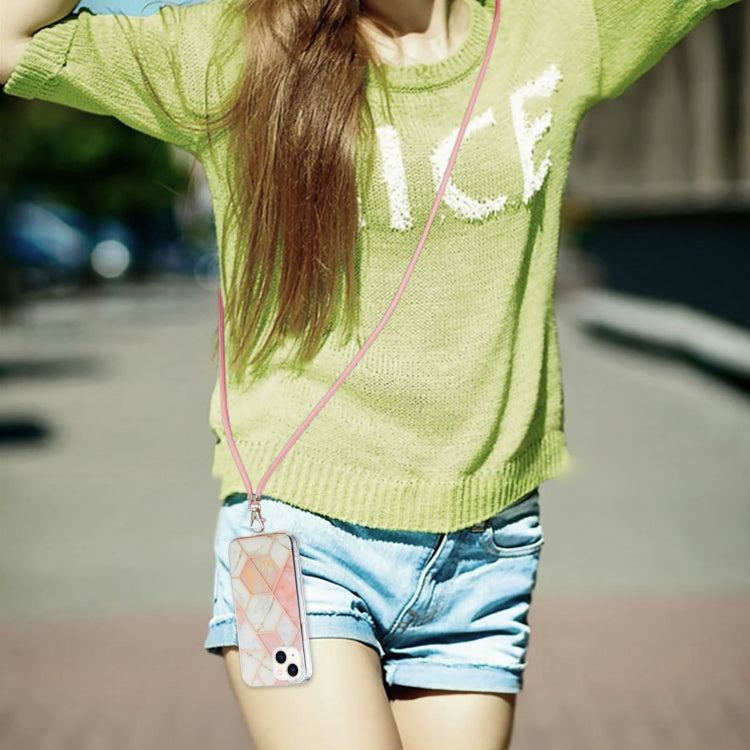 Electroplating Splicing Marble Pattern Dual-side IMD TPU Shockproof Case with Neck Lanyard, For iPhone 14, For iPhone 14 Plus, For iPhone 14 Pro, For iPhone 14 Pro Max