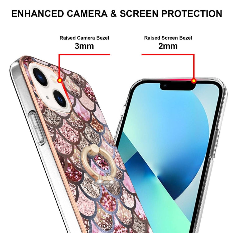 Electroplating Pattern IMD TPU Shockproof Case with Rhinestone Ring Holder, For iPhone 14, For iPhone 14 Plus, For iPhone 14 Pro, For iPhone 14 Pro Max