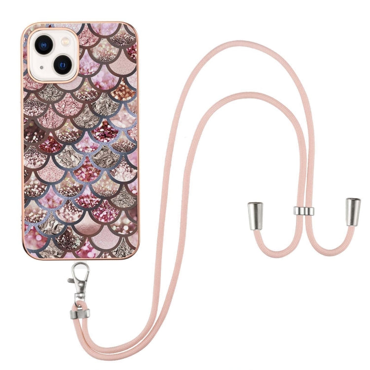 Electroplating Pattern IMD TPU Shockproof Case with Neck Lanyard, For iPhone 14, For iPhone 14 Plus, For iPhone 14 Pro, For iPhone 14 Pro Max