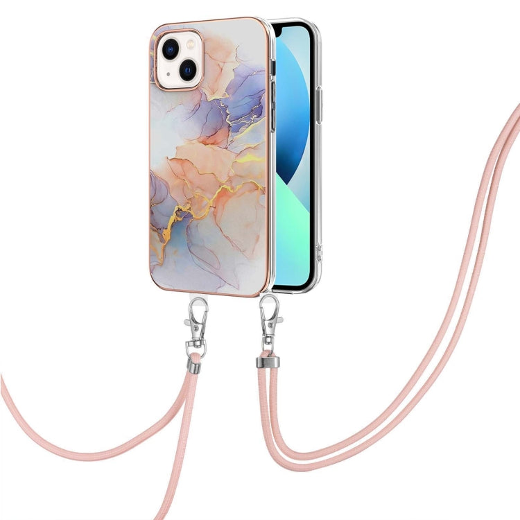 Electroplating Pattern IMD TPU Shockproof Case with Neck Lanyard, For iPhone 14, For iPhone 14 Plus, For iPhone 14 Pro, For iPhone 14 Pro Max