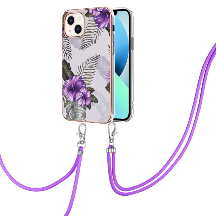 Electroplating Pattern IMD TPU Shockproof Case with Neck Lanyard, For iPhone 14, For iPhone 14 Plus, For iPhone 14 Pro, For iPhone 14 Pro Max