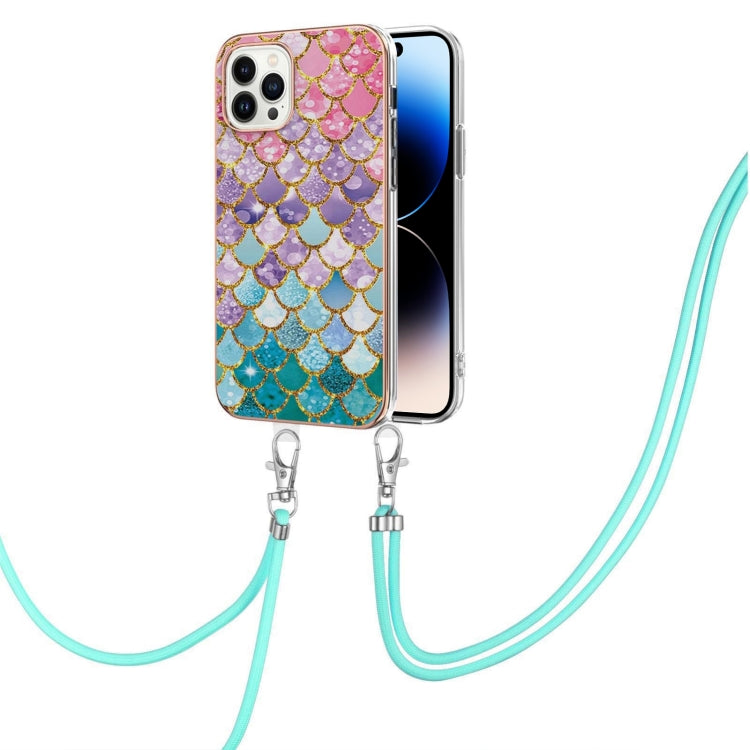 Electroplating Pattern IMD TPU Shockproof Case with Neck Lanyard, For iPhone 14, For iPhone 14 Plus, For iPhone 14 Pro, For iPhone 14 Pro Max