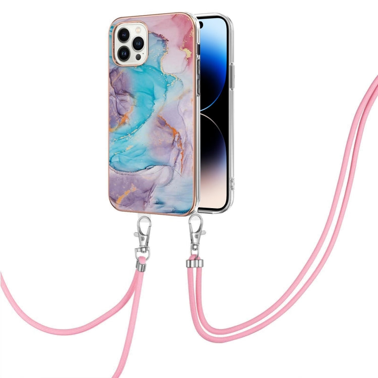 Electroplating Pattern IMD TPU Shockproof Case with Neck Lanyard, For iPhone 14, For iPhone 14 Plus, For iPhone 14 Pro, For iPhone 14 Pro Max