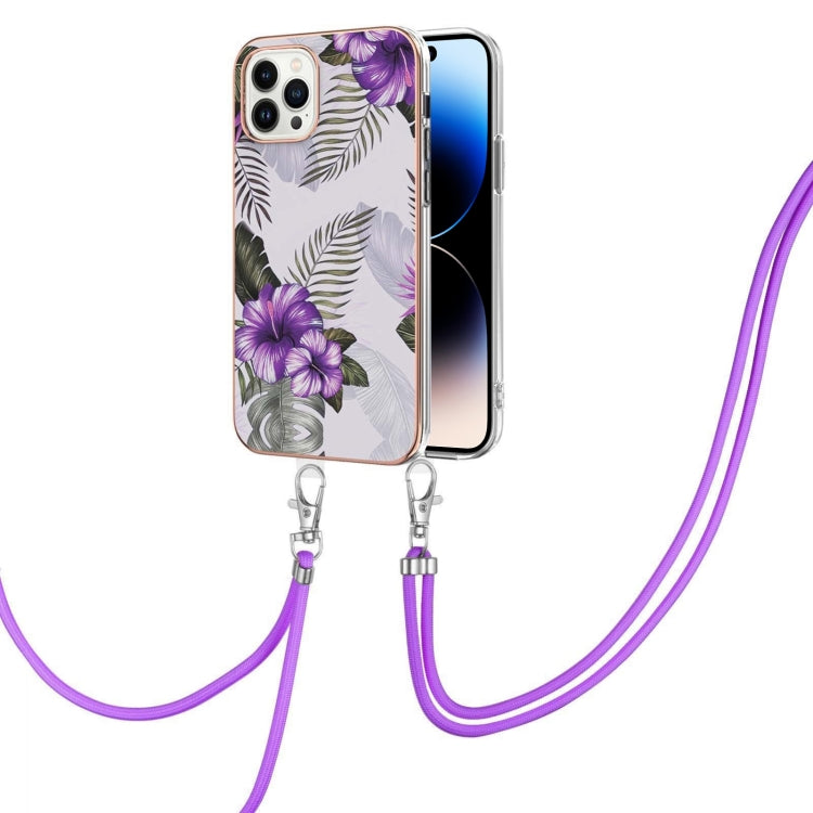 Electroplating Pattern IMD TPU Shockproof Case with Neck Lanyard, For iPhone 14, For iPhone 14 Plus, For iPhone 14 Pro, For iPhone 14 Pro Max