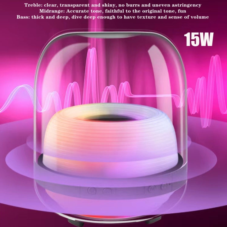 L20 15W Transparent Luminous 6D Stereo Wireless Bluetooth Speaker, White