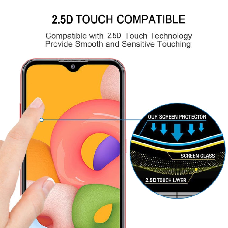 Lot de 25 films de protection d'écran en verre trempé, couverture intégrale, pour Galaxy A01, Galaxy Note 10 Lite, Motorola One Hyper, Motorola Moto G8 Power et Motorola Moto G8 Plus.