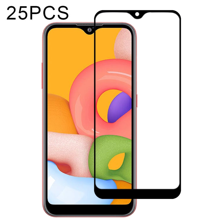 Lot de 25 films de protection d'écran en verre trempé, couverture intégrale, pour Galaxy A01, Galaxy Note 10 Lite, Motorola One Hyper, Motorola Moto G8 Power et Motorola Moto G8 Plus.