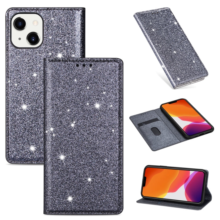 Ultrathin Glitter Magnetic Horizontal Flip Leather Case with Holder & Card Slots, For iPhone 14, For iPhone 14 Max, For iPhone 14 Pro, For iPhone 14 Pro Max