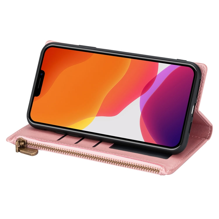 Zipper Multi-card Slots Horizontal Flip Leather Case, For iPhone 14, For iPhone 14 Max, For iPhone 14 Pro