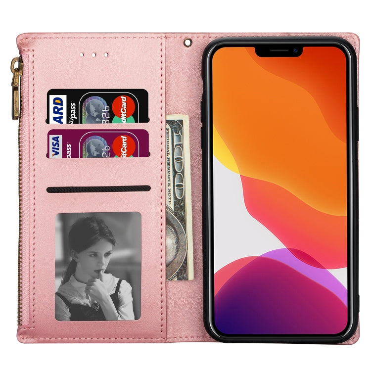 Zipper Multi-card Slots Horizontal Flip Leather Case, For iPhone 14, For iPhone 14 Max, For iPhone 14 Pro