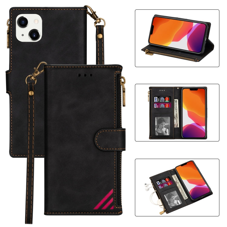 Zipper Multi-card Slots Horizontal Flip Leather Case, For iPhone 14, For iPhone 14 Max, For iPhone 14 Pro