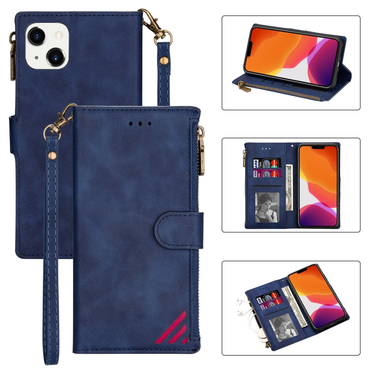 Zipper Multi-card Slots Horizontal Flip Leather Case, For iPhone 14, For iPhone 14 Max, For iPhone 14 Pro