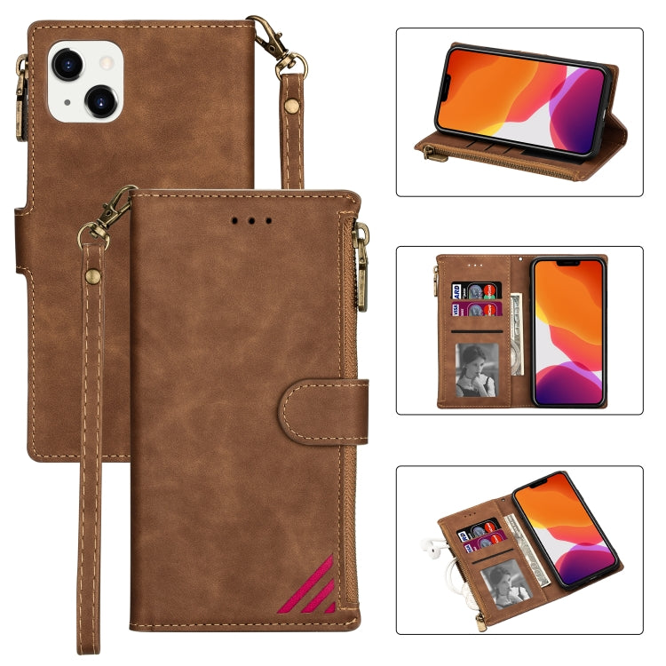 Zipper Multi-card Slots Horizontal Flip Leather Case, For iPhone 14, For iPhone 14 Max, For iPhone 14 Pro