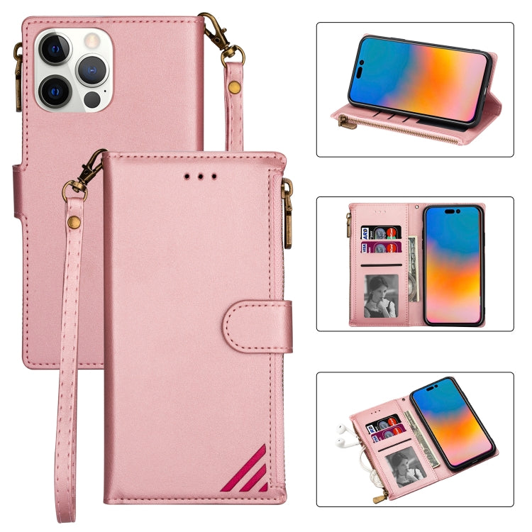 Zipper Multi-card Slots Horizontal Flip Leather Case, For iPhone 14, For iPhone 14 Max, For iPhone 14 Pro