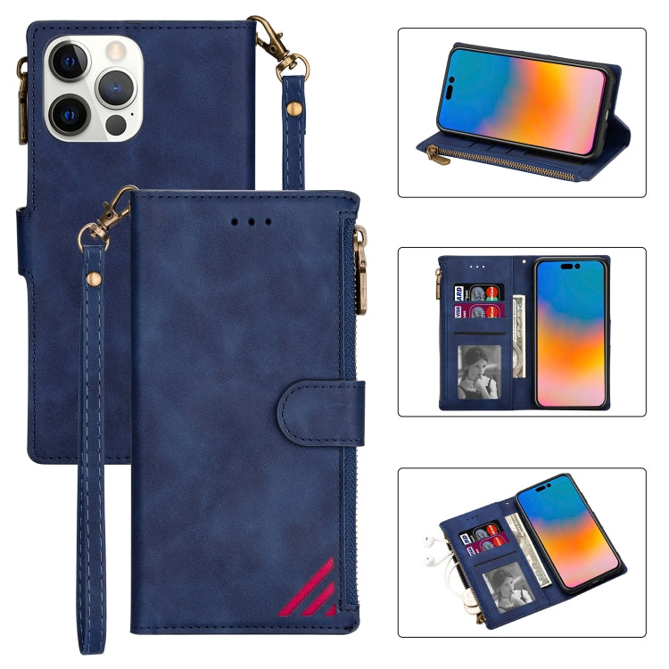 Zipper Multi-card Slots Horizontal Flip Leather Case, For iPhone 14, For iPhone 14 Max, For iPhone 14 Pro