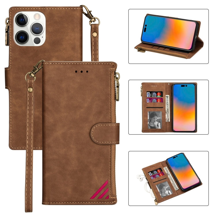 Zipper Multi-card Slots Horizontal Flip Leather Case, For iPhone 14, For iPhone 14 Max, For iPhone 14 Pro