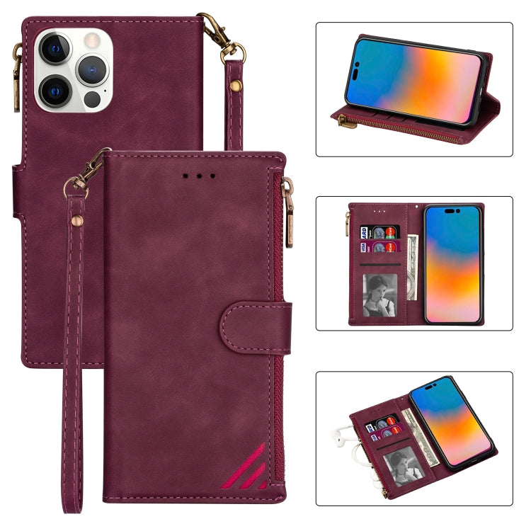Zipper Multi-card Slots Horizontal Flip Leather Case, For iPhone 14, For iPhone 14 Max, For iPhone 14 Pro