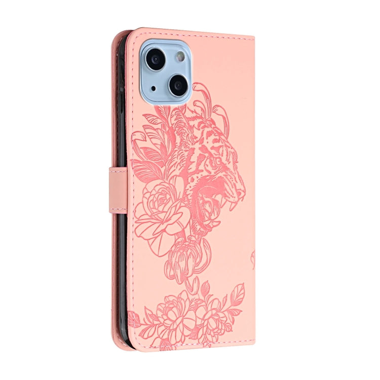 Étui en cuir gaufré motif fleur de tigre pour iPhone 14, iPhone 14 Plus, iPhone 14 Pro, iPhone 14 Pro Max