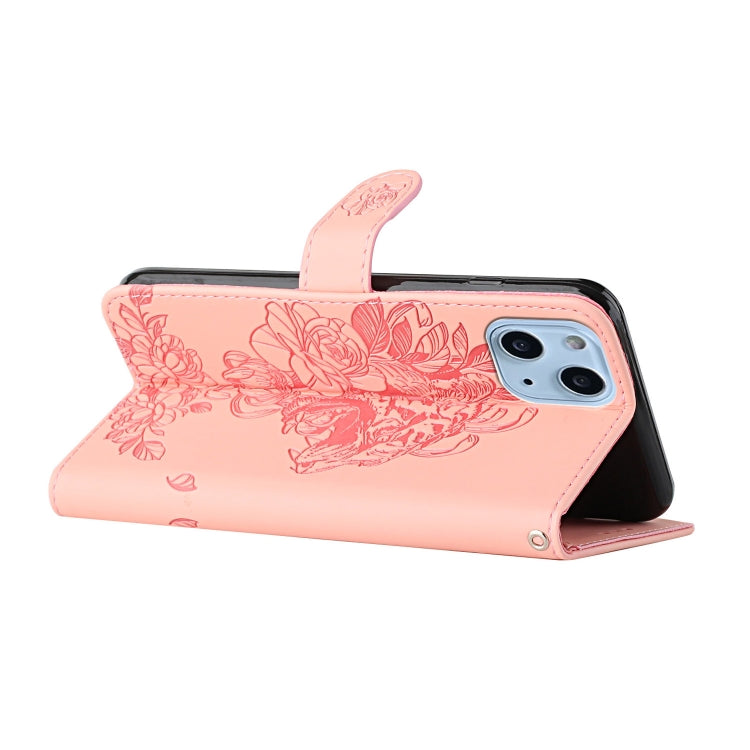 Étui en cuir gaufré motif fleur de tigre pour iPhone 14, iPhone 14 Plus, iPhone 14 Pro, iPhone 14 Pro Max