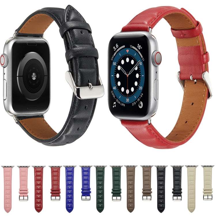 Genuine Leather Watch Band For Apple Watch Series, 7 45mm / 6&SE&5&4 44mm / 3&2&1 42mm, 7 41mm / 6&SE&5&4 40mm / 3&2&1 38mm