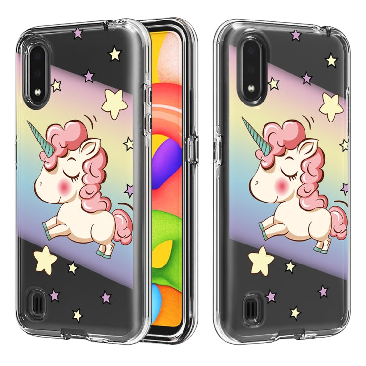 2 In 1 PC + TPU Card Pattern Transparent Protective Case, For Galaxy A01, For Galaxy A21