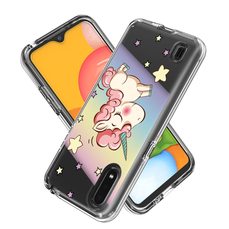 2 In 1 PC + TPU Card Pattern Transparent Protective Case, For Galaxy A01, For Galaxy A21
