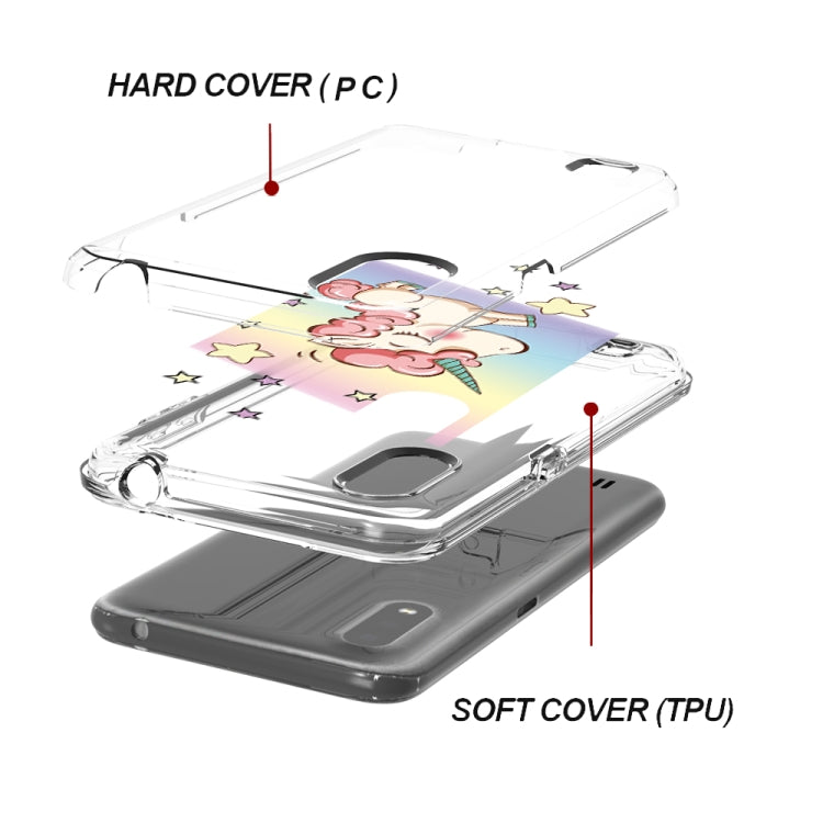 2 In 1 PC + TPU Card Pattern Transparent Protective Case, For Galaxy A01, For Galaxy A21