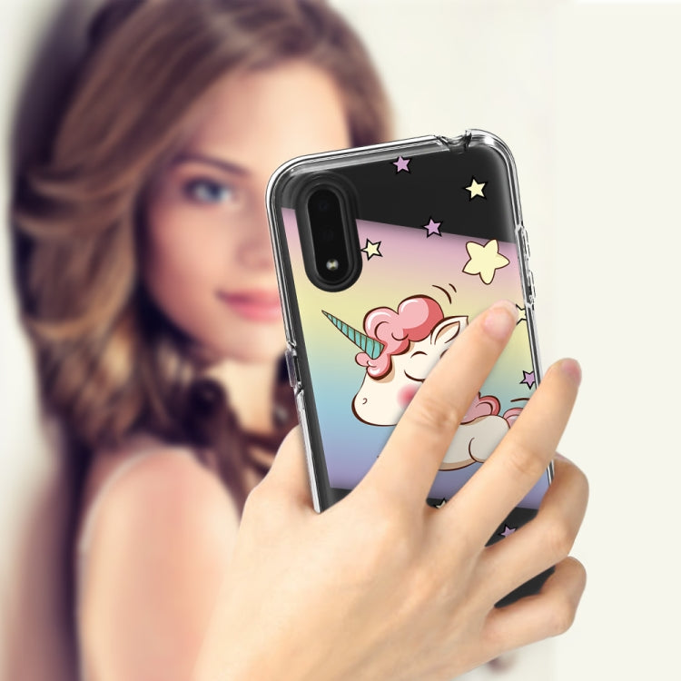 2 In 1 PC + TPU Card Pattern Transparent Protective Case, For Galaxy A01, For Galaxy A21