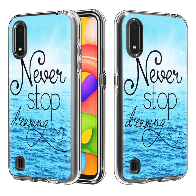 2 In 1 PC + TPU Card Pattern Transparent Protective Case, For Galaxy A01, For Galaxy A21