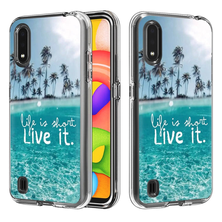 2 In 1 PC + TPU Card Pattern Transparent Protective Case, For Galaxy A01, For Galaxy A21