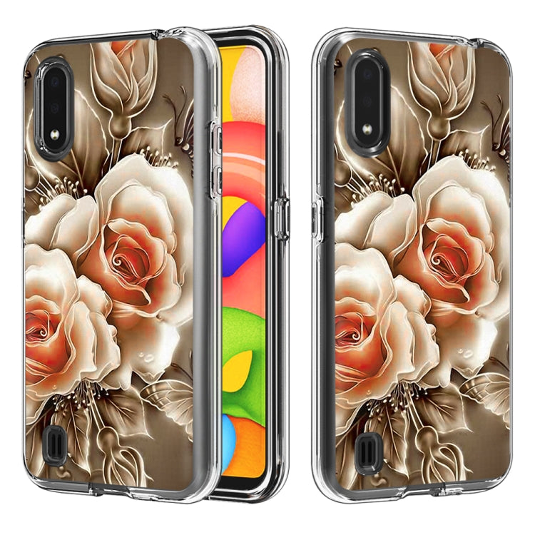 2 In 1 PC + TPU Card Pattern Transparent Protective Case, For Galaxy A01, For Galaxy A21