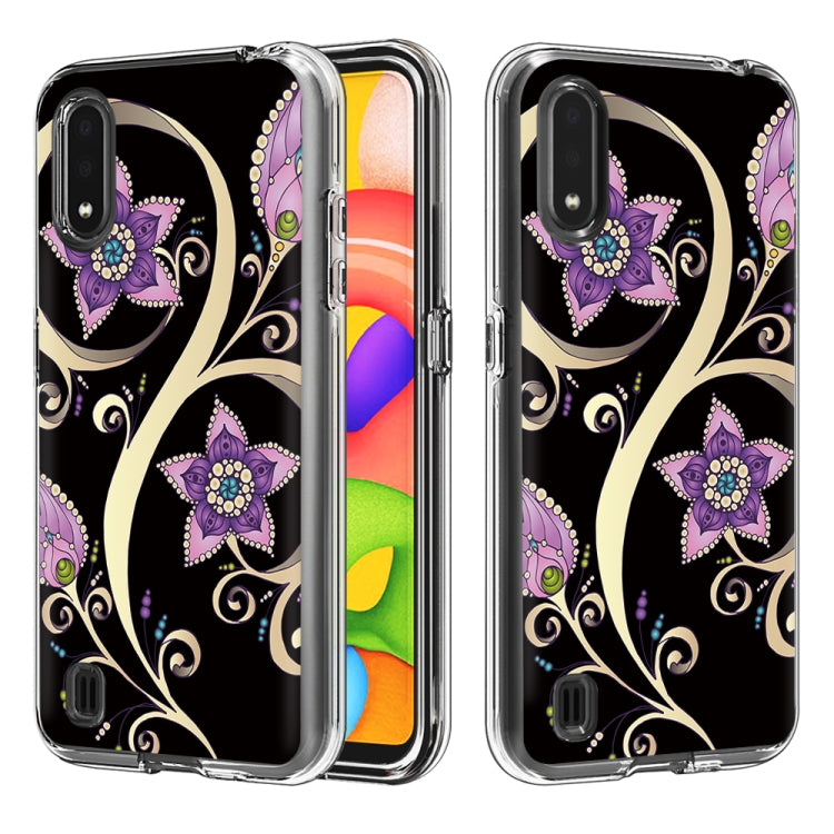 2 In 1 PC + TPU Card Pattern Transparent Protective Case, For Galaxy A01, For Galaxy A21