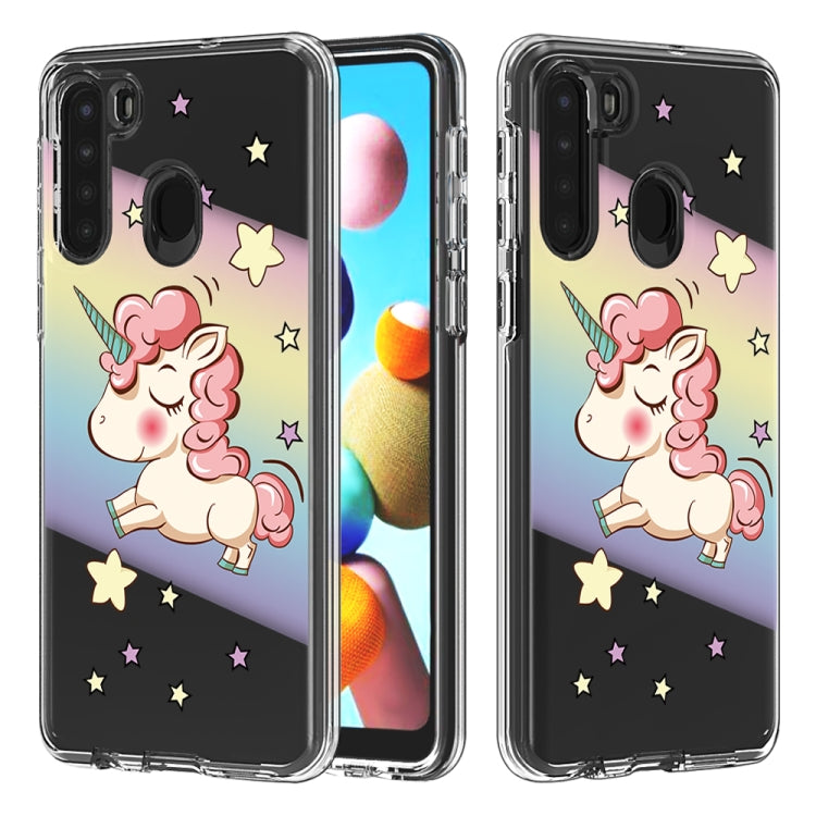 2 In 1 PC + TPU Card Pattern Transparent Protective Case, For Galaxy A01, For Galaxy A21