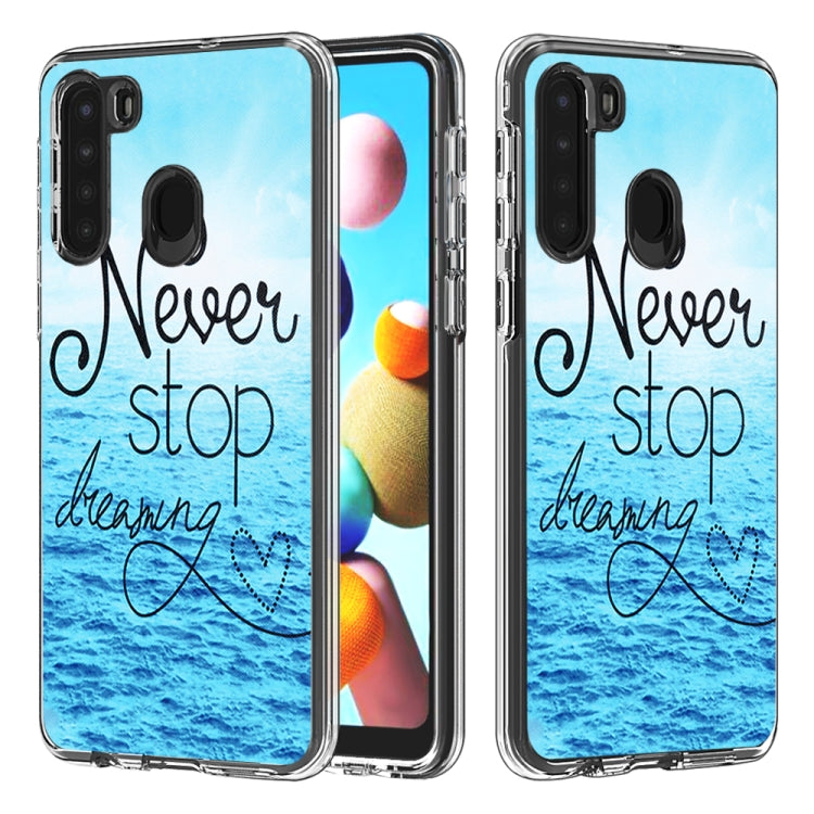 2 In 1 PC + TPU Card Pattern Transparent Protective Case, For Galaxy A01, For Galaxy A21
