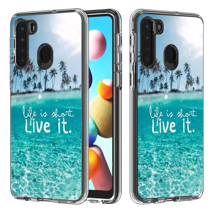 2 In 1 PC + TPU Card Pattern Transparent Protective Case, For Galaxy A01, For Galaxy A21