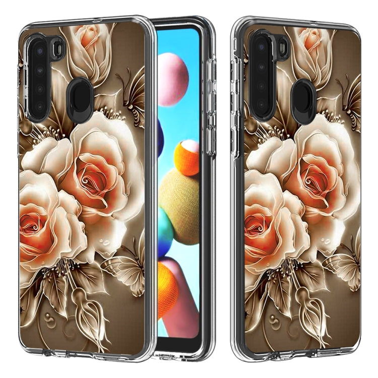 2 In 1 PC + TPU Card Pattern Transparent Protective Case, For Galaxy A01, For Galaxy A21