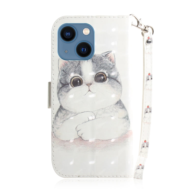 3D Colored Horizontal Flip Leather Phone Case, For iPhone 14, For iPhone 14 Plus