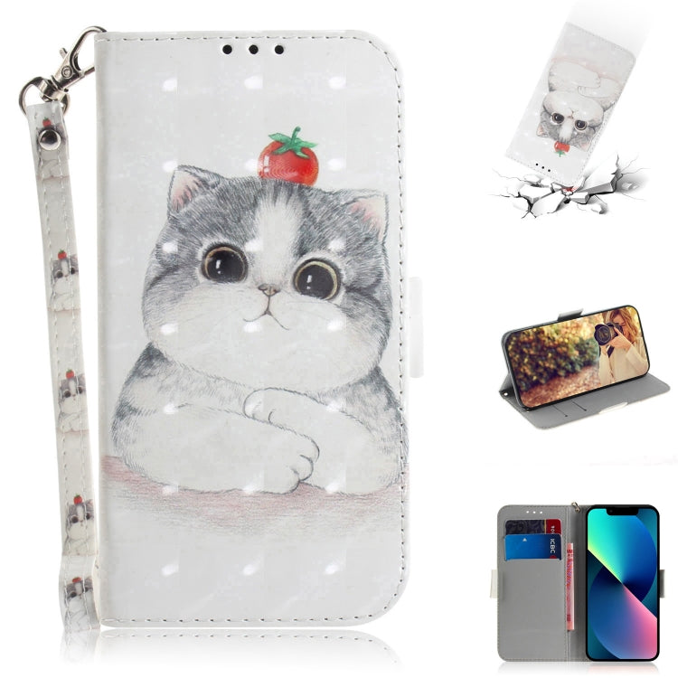 3D Colored Horizontal Flip Leather Phone Case, For iPhone 14, For iPhone 14 Plus
