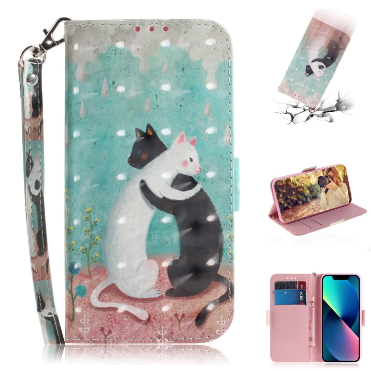 3D Colored Horizontal Flip Leather Phone Case, For iPhone 14, For iPhone 14 Plus