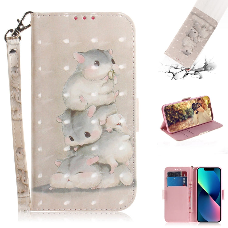 3D Colored Horizontal Flip Leather Phone Case, For iPhone 14, For iPhone 14 Plus