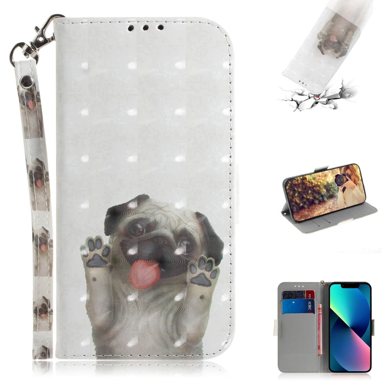 3D Colored Horizontal Flip Leather Phone Case, For iPhone 14, For iPhone 14 Plus