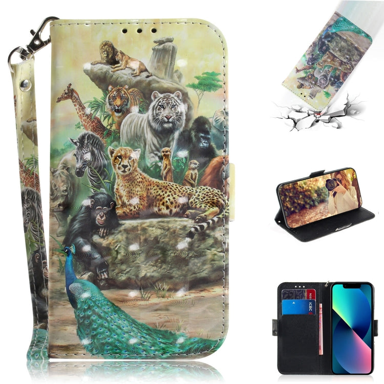3D Colored Horizontal Flip Leather Phone Case, For iPhone 14, For iPhone 14 Plus