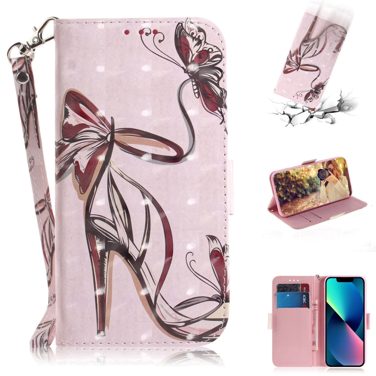 3D Colored Horizontal Flip Leather Phone Case, For iPhone 14, For iPhone 14 Plus
