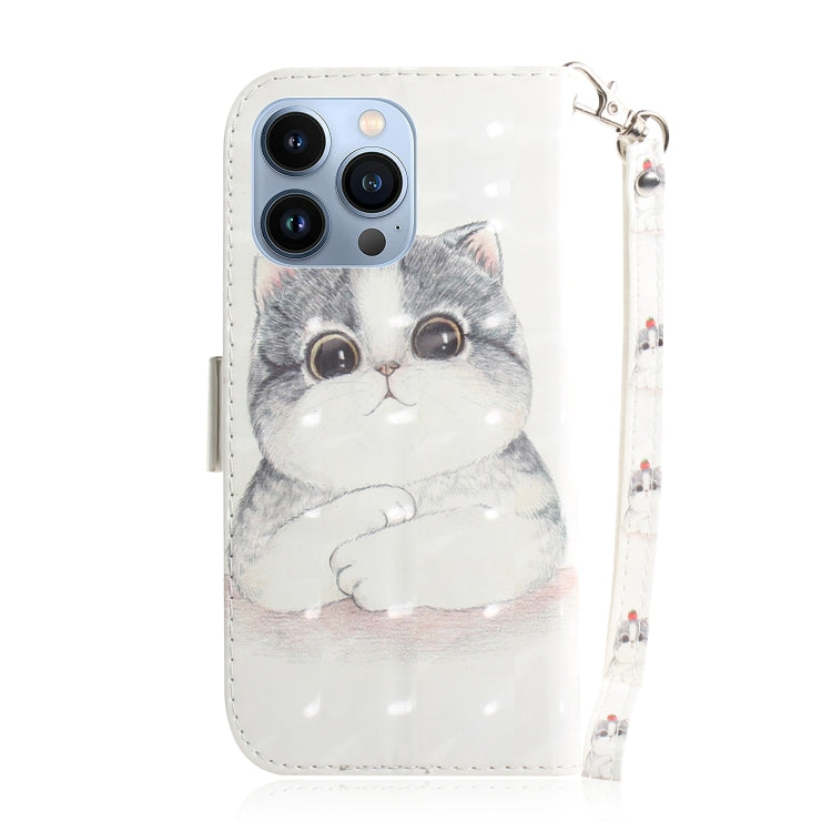 3D Colored Horizontal Flip Leather Phone Case, For iPhone 14 Pro, For iPhone 14 Pro Max